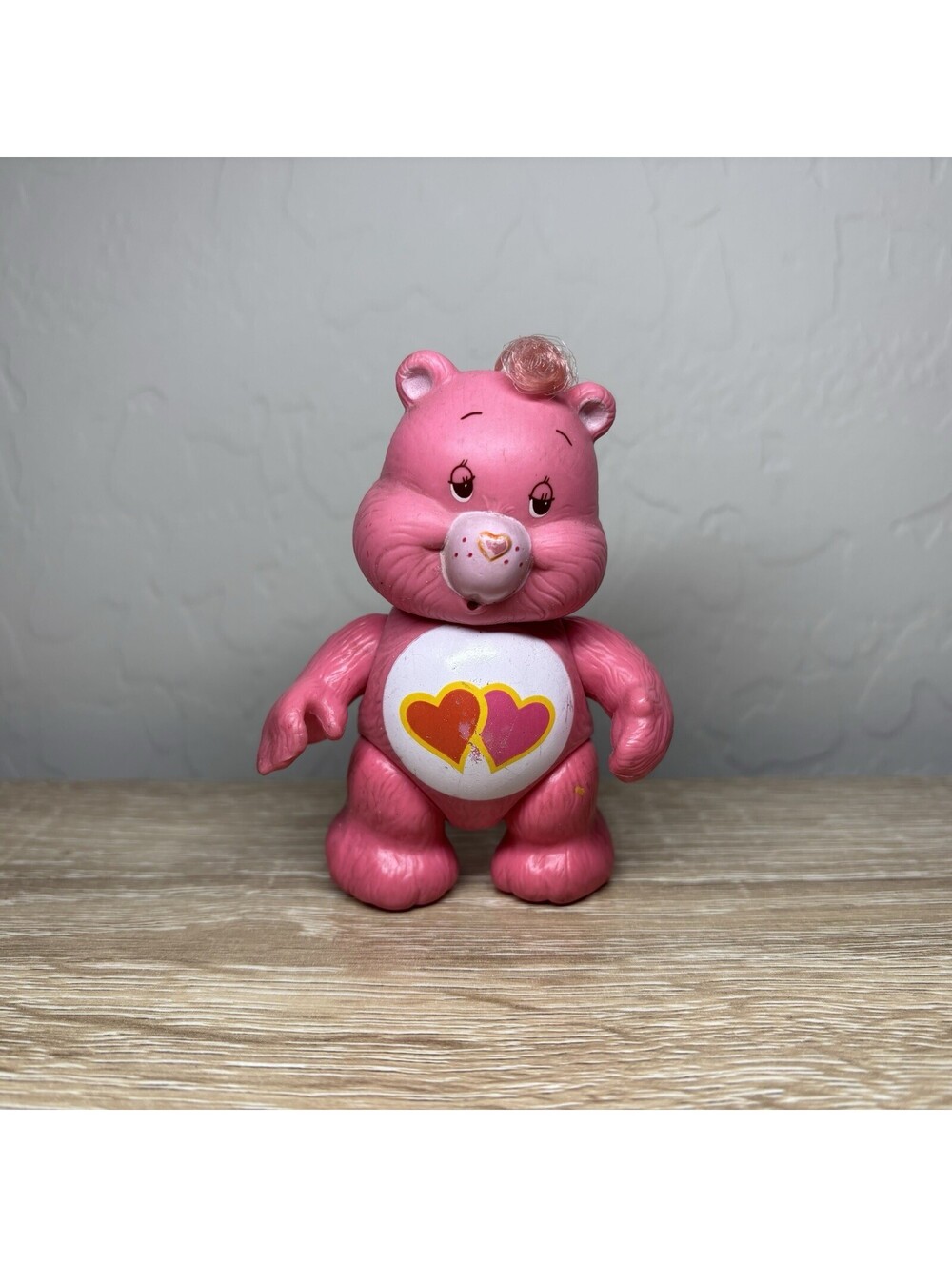 Vintage 1983 Kenner Care Bears Love a Lot Bear 3.5 Inch Posable Figure Pink